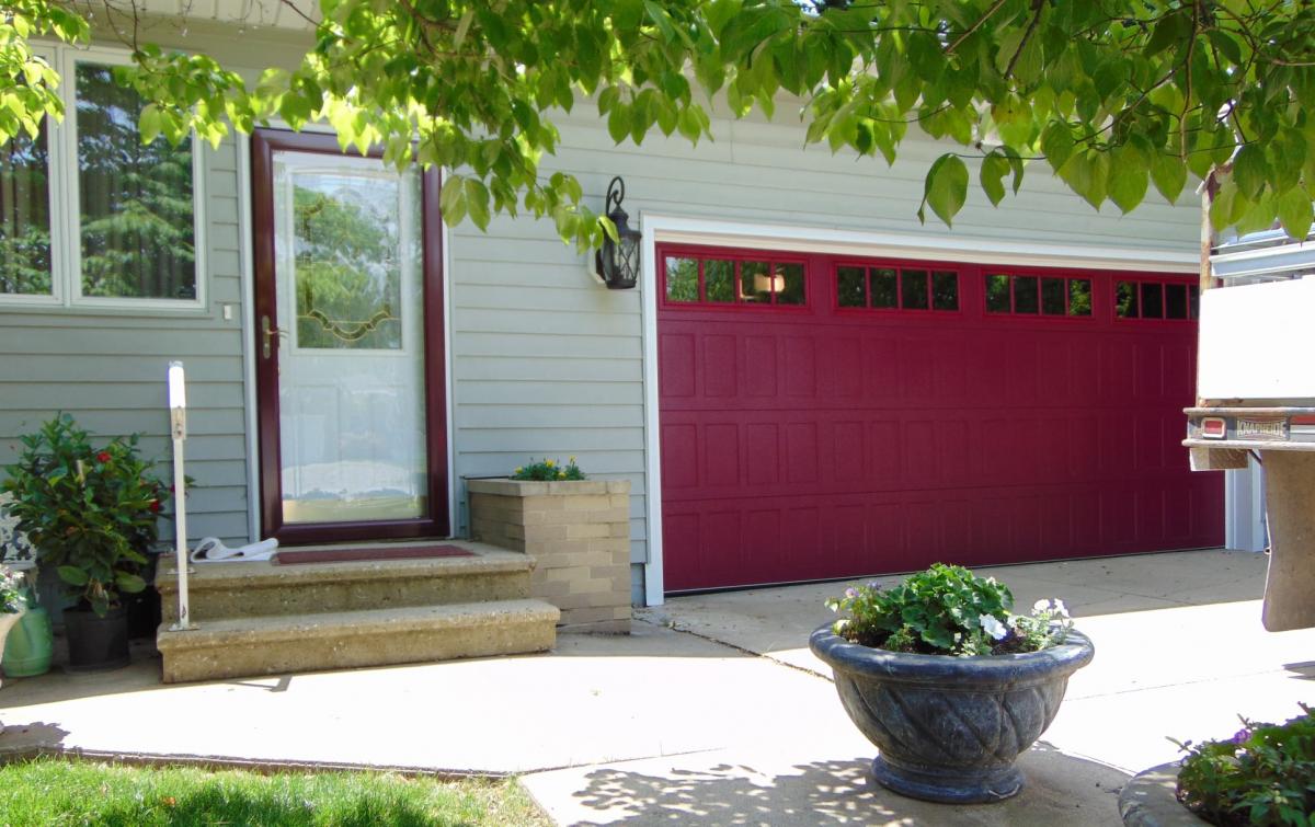 red traditional garage door